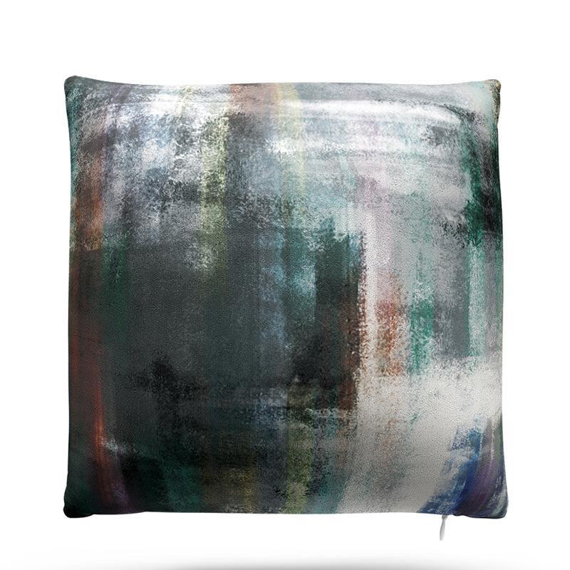 Turquoise Geometric Color Block Short Plush Cushion Cover Color Block Gem Series Linen Pillow Case Home Fabric