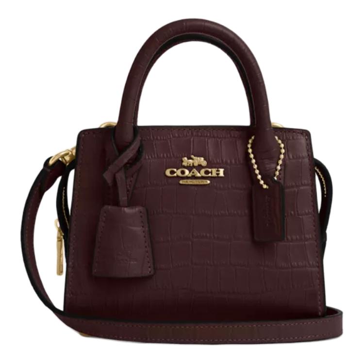 

Coach Andrea 15 Crocodile Embossed Detachable Shoulder Strap Smooth Leather Mini Shoulder Crossbody Handbag Women handbag Burgundy CR209-IMMER Basic Set (Bag+Dust Bag)