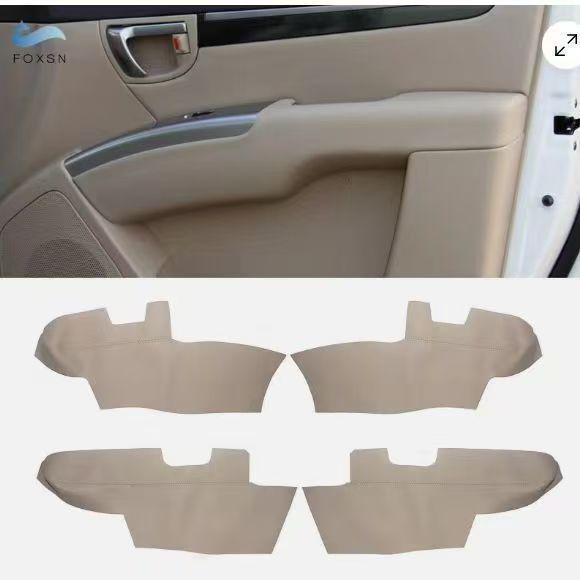 Leather Door Armrest Wrap for 06-12 New Santa Fe - 4-Piece Modification Set