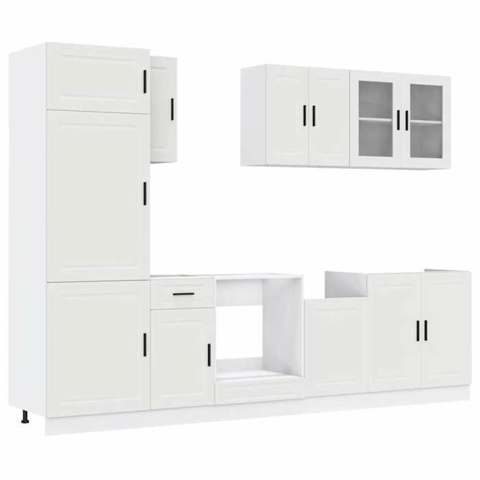 VidaXL Set of 8 "Porto" Kitchen Furniture In White Engineered Wood 3314811