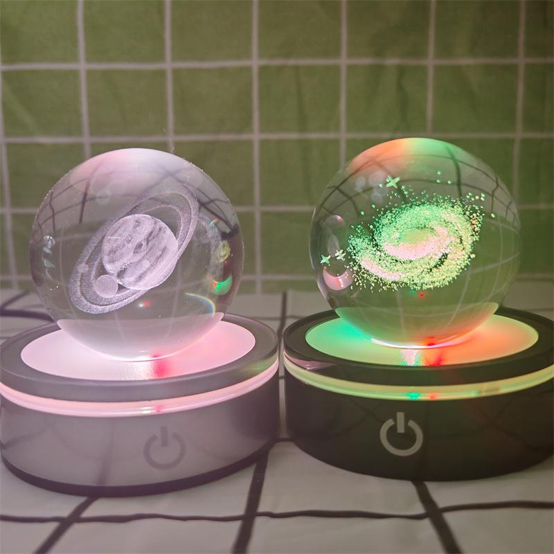 Solar System 3d kristallkula Kristallklot Laser snidad kristallkula med kulstativ Dekorativa planetsfärer Galaxy Födelsedagspresentprydnader