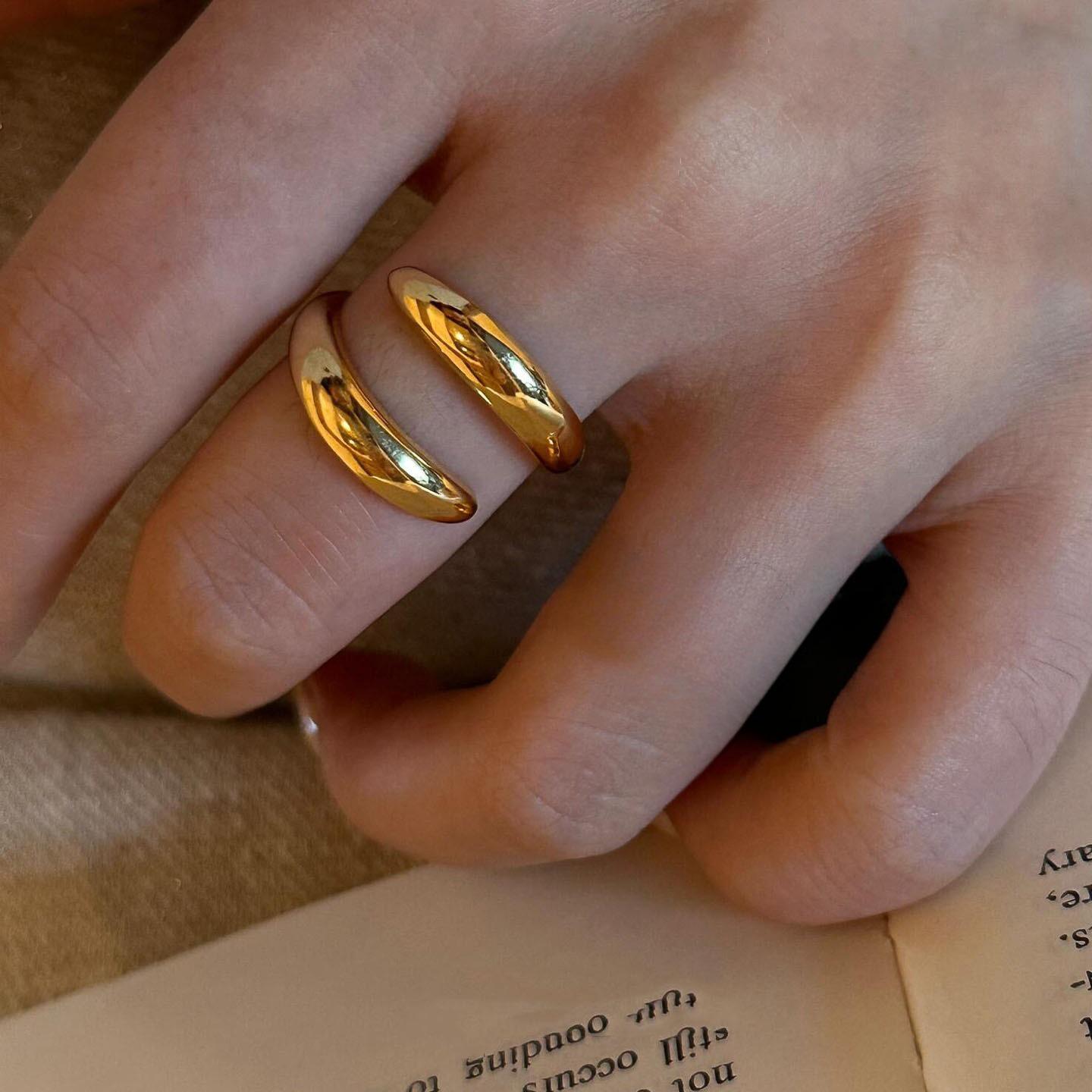 Xiaohongshu Bestseller Gold Zircon Ring - Elegant, Luxury Handcrafted Design Adjustable Opening