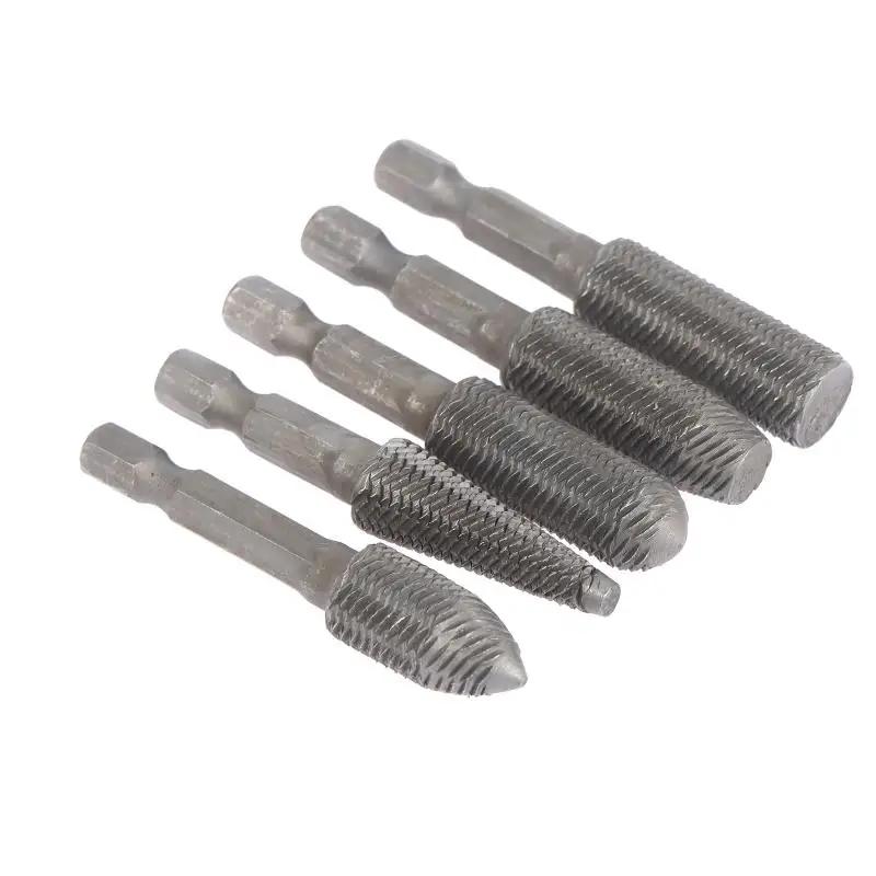 

5-Piece Single Cut Rotary Burr Set, 1/4 Hex Shank for Die Grinder - Medium Coarse Steel Cutting Bits Set Type 1