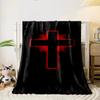 Red Glow Cross Blanket  Printed Blanket for Living Room Bed Couch Lunch Break Soft Cozy Blanket for Friend's Festival Gift