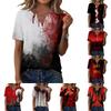 T-shirt décontracté pour femme à col en V, manches courtes, boutonnage, imprimé Halloween, tissu doux et léger, coupe décontractée