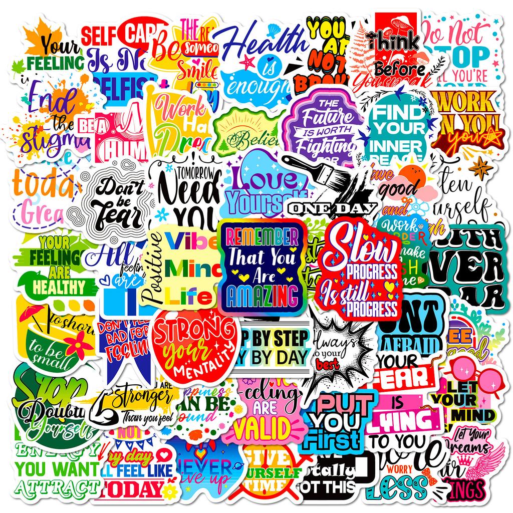 50 Haide Autocolante Englezești Autocolante Text Încurajatoare Învață Recompense Fă-o Singur Autocolante Valiză Caiet