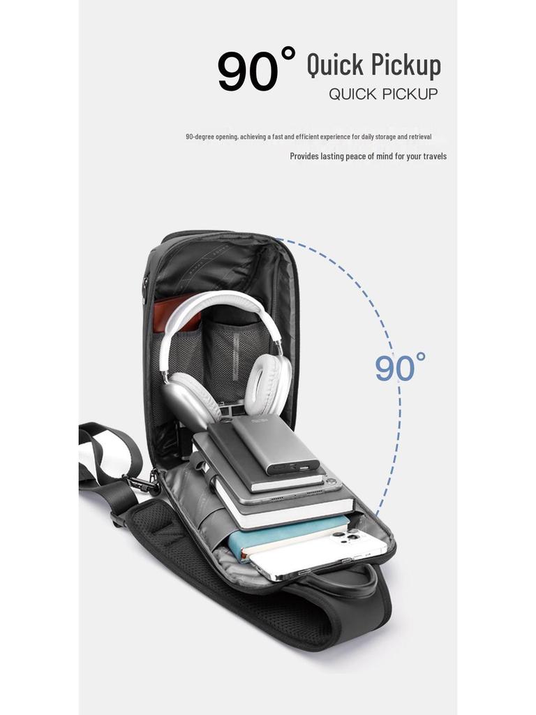 BANGE Men's Large Capacity Crossbody Chest Bag - Korean Style for Business and Motorcycling