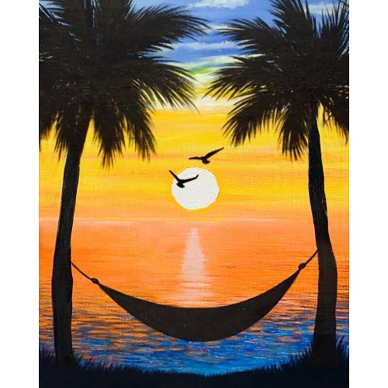 

Новый 5D DIY Алмазная картина Пляжный закат Алмазная вышивка Пейзаж Вышивка крестиком Полный круглый дрель Ремесла Домашний декор Подарок Full Round 15x20CM