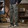 Mens Cargo Pants Multi Pocket Drawstring Loose Straight Trousers