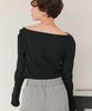 Titibait Long Sleeve AFXN2168 Medium Black Off-the-Shoulder T-Shirt Women's