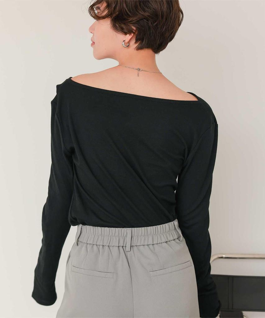Titibait Long Sleeve AFXN2168 Medium Black Off-the-Shoulder T-Shirt Women's
