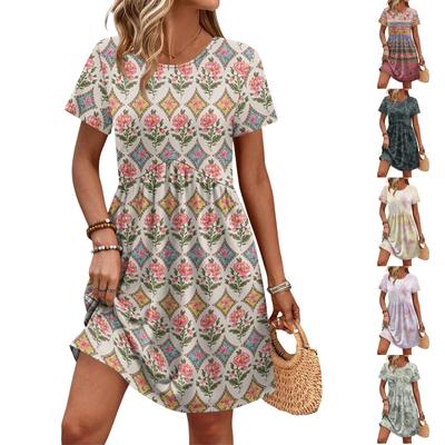 Dresses For Women Short Sleeve O Neck Casual Dresses Waist Maternity Dress With Pockets