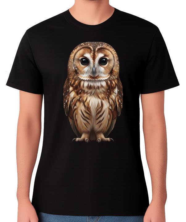 Cute Tawny Owl T-Shirt Wildlife Illustration Nature Gift Unisex Tee 3XL