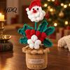 Desktop Ornament for Shelf Crochet Potted Santa Plant Handmade Christmas Ornament Decorative Desk Accessories Flower Plant Home Office Bookshelf