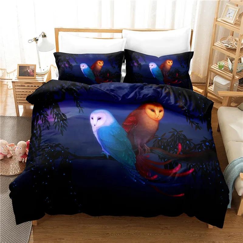3D Print Bedclothes Lovely Owl Beding Soft Duvet Cover featuring Pilowcases 140*210 Single Double Sized Dimensions Lovely Bed Linen Sets for Boy