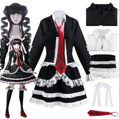 Anime Danganronpa Celestia Ludenberg Yasuhiro Taeko Cosplay Kostüm Perücke mit Kleid inklusive Hemd Krawatte Socken Outfits Halloween