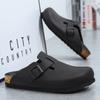 Unisex Leder Clogs Marinefarben Korkfußbett Sandalen mit Verstellbarer Schnalle Geschlossene Zehen Komfort Slides für Herren Damen 10 Farben