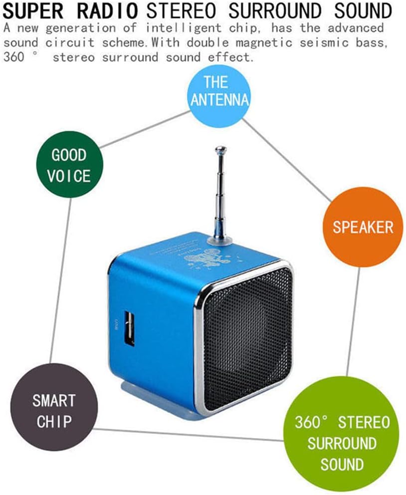 Portable Music Player Mini Speaker Music Player Portable FM Radio PC Fashion Support TF Card and U Disk Mini Music Player