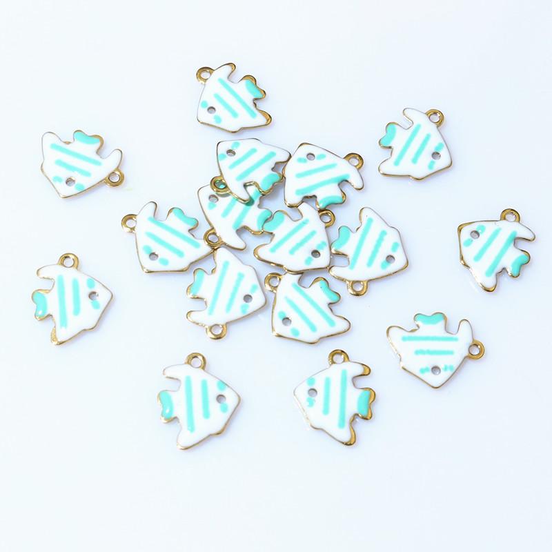 20pcs 11x9mm Stainless Steel Fish Enamel Charms Pendant Stainless Steel DIY Jewelry Making Accessories Findings