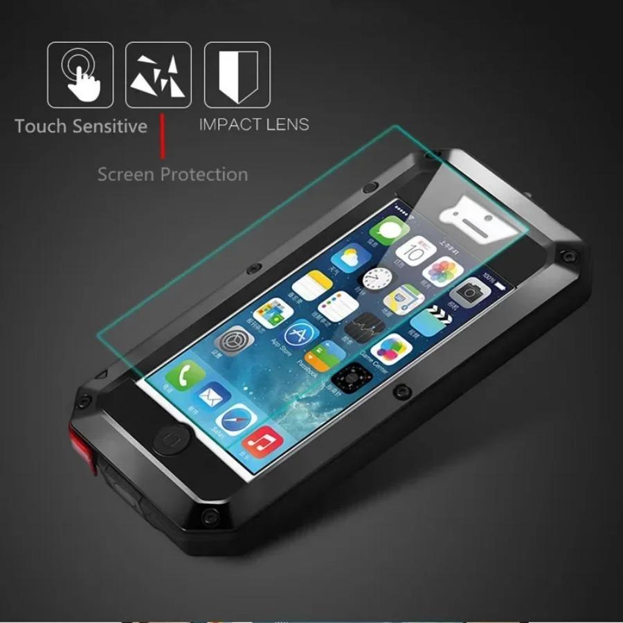 Heavy Doom Armor Aluminium Metal Phone Case Shockproof Cover Screen Protector for IPhone 15 14 13 12 11 Pro Max XS XR 8 7 Plus