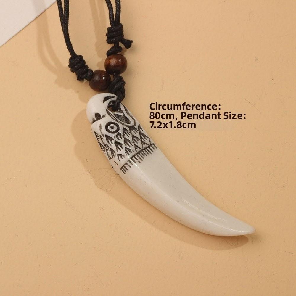 Ethnic style Shark Tooth Necklace Resin Tribal Style Pendant Gifts Sweater Chain