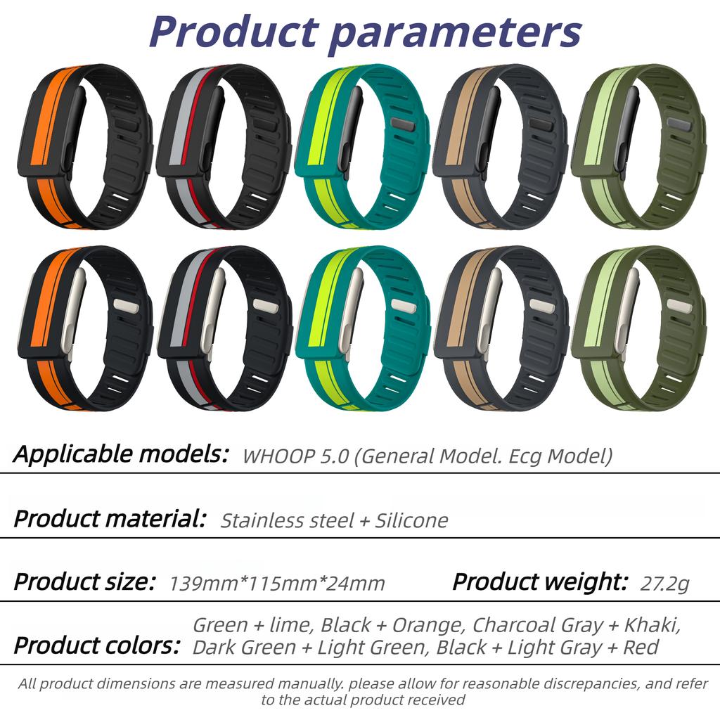 Cinturino per Orologio Sportivo per WHOOP 5.0/MG in Silicone Regolabile Impermeabile Morbido Resistente all'Usura Cinturino di Ricambio per WHOOP 5.0 ECG-MG