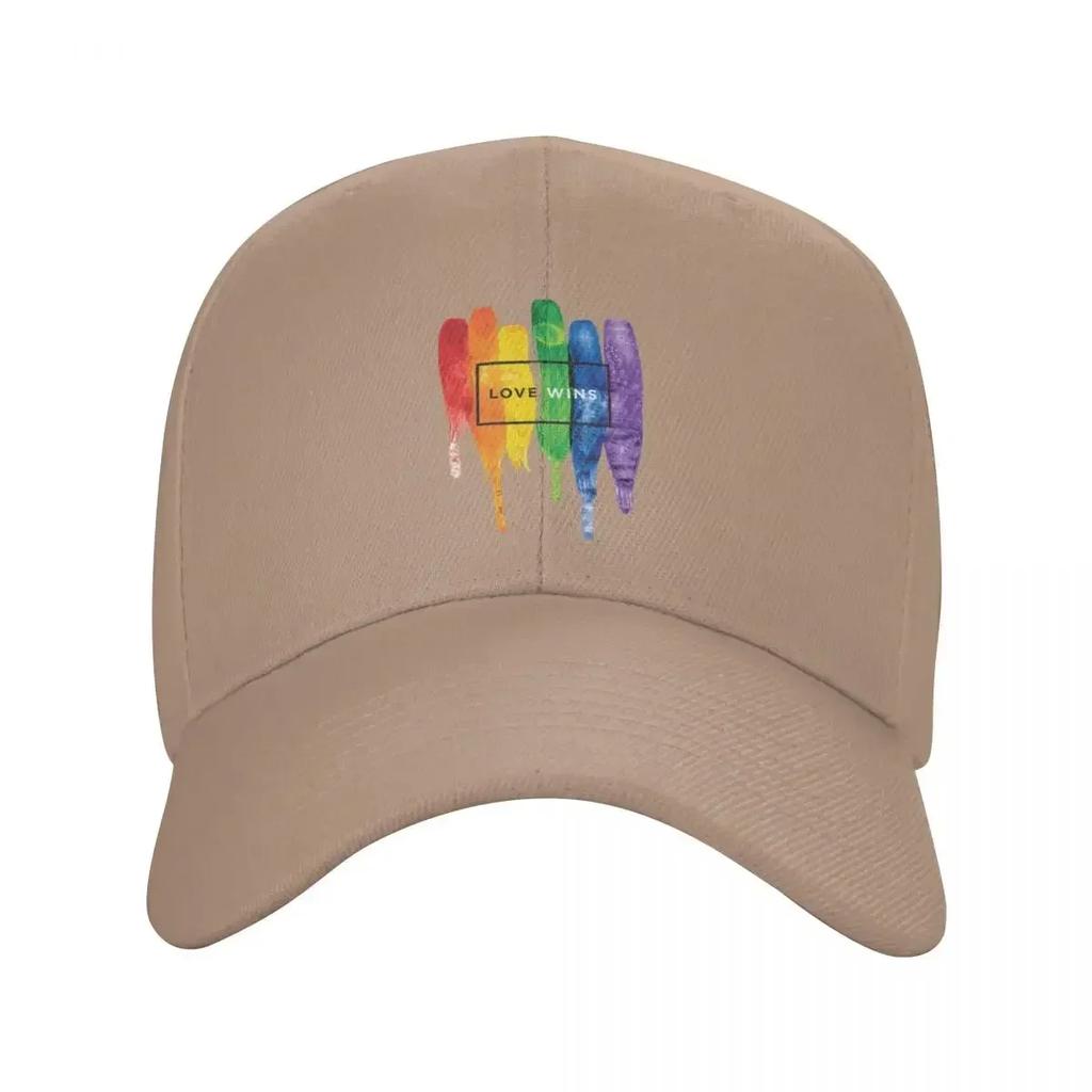 Custom Love Wins Rainbow LGBT Baseball Cap Outdoor Women Unisexs Adjustable Gay Pride Lesbian Dad Hat Summer Snapback Hats