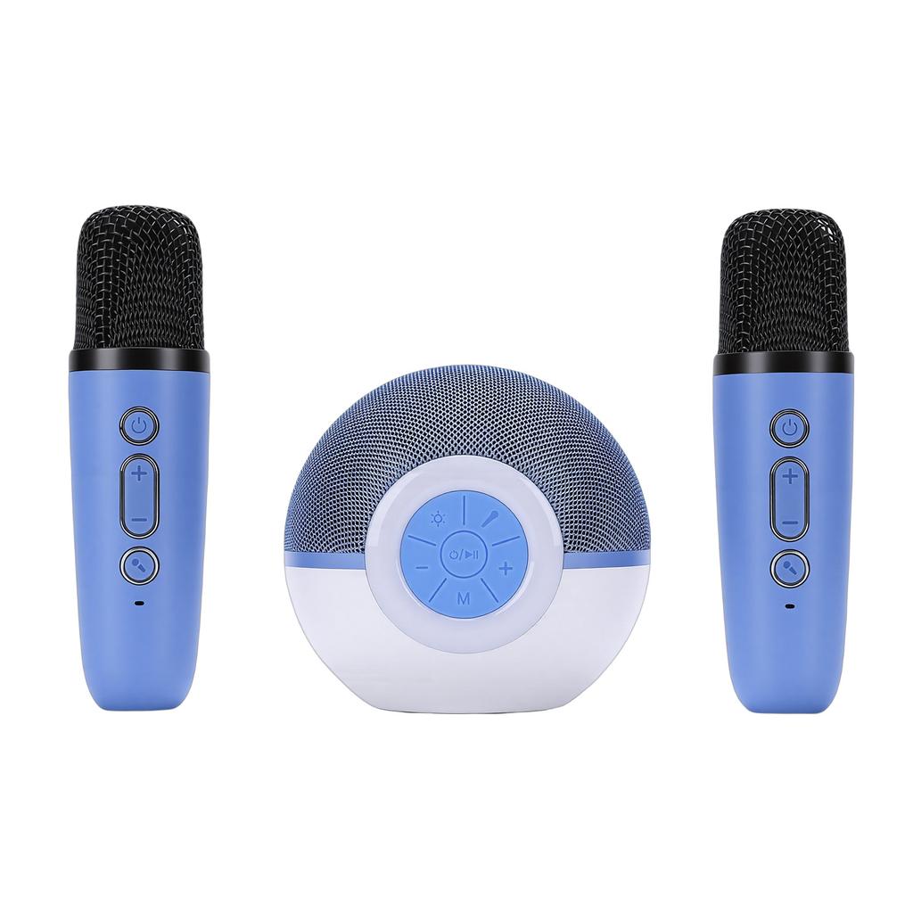 Karaoke Machine Rechargeable Portable Bluetooth 5.3 Karaoke Speaker with 2 Wireless Microphones Colorful Lights 5 Sound