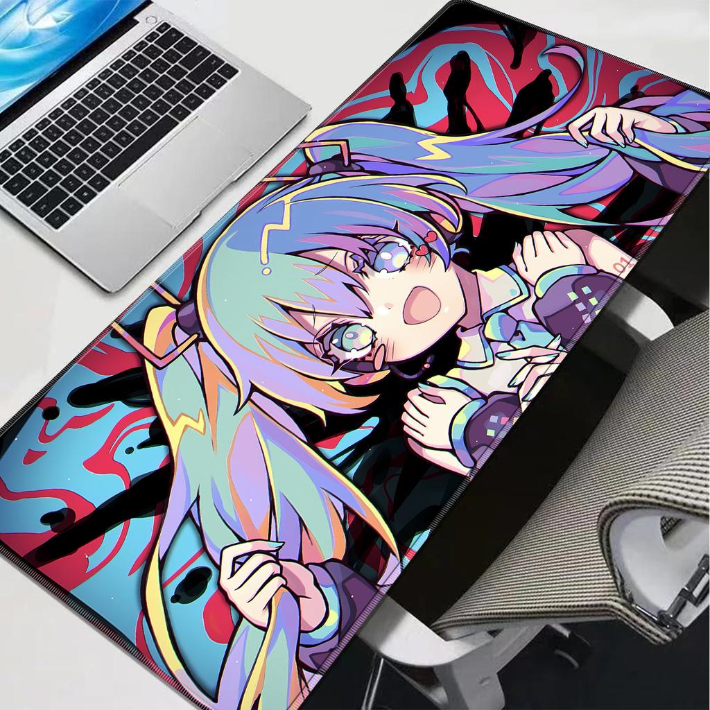 Tappetino per Mouse PC Hhatsune Miku Multidimensionale Gamer Mausepad Tappetino per Tastiera Tappetini da Scrivania Estesi Accessori da Ufficio e Gaming Mousepad