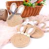 4Pcs Easter Bunny Jute Rope Coasters Drink Coasters,Cute Non Woven Inner Ears,Insulation Mat Base