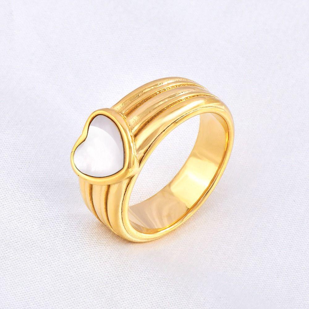 Heart-Shaped Heart Ring Elegant Shell Ring Trendy Finger Ring  Girls
