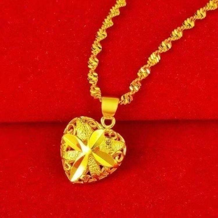 Vietnam Sand Gold Four-Leaf Clover Heart Pendant - Luxury Fashion Jewelry
