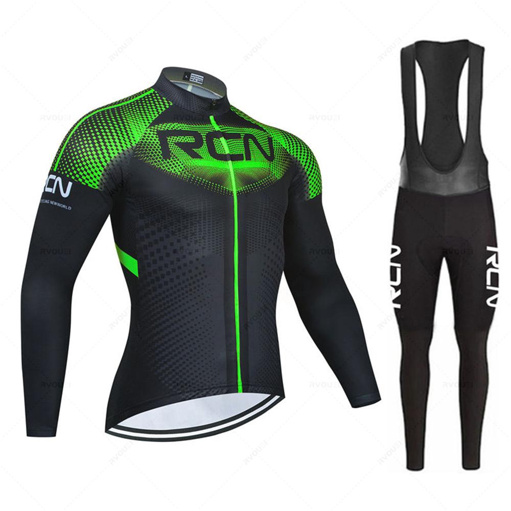 RCN Mens Autumn Long Sleeve New Racing MTB Spring Long Cycling Jersey Set Bike Cycling Bicycle Clothing Uniform Ropa Ciclismo
