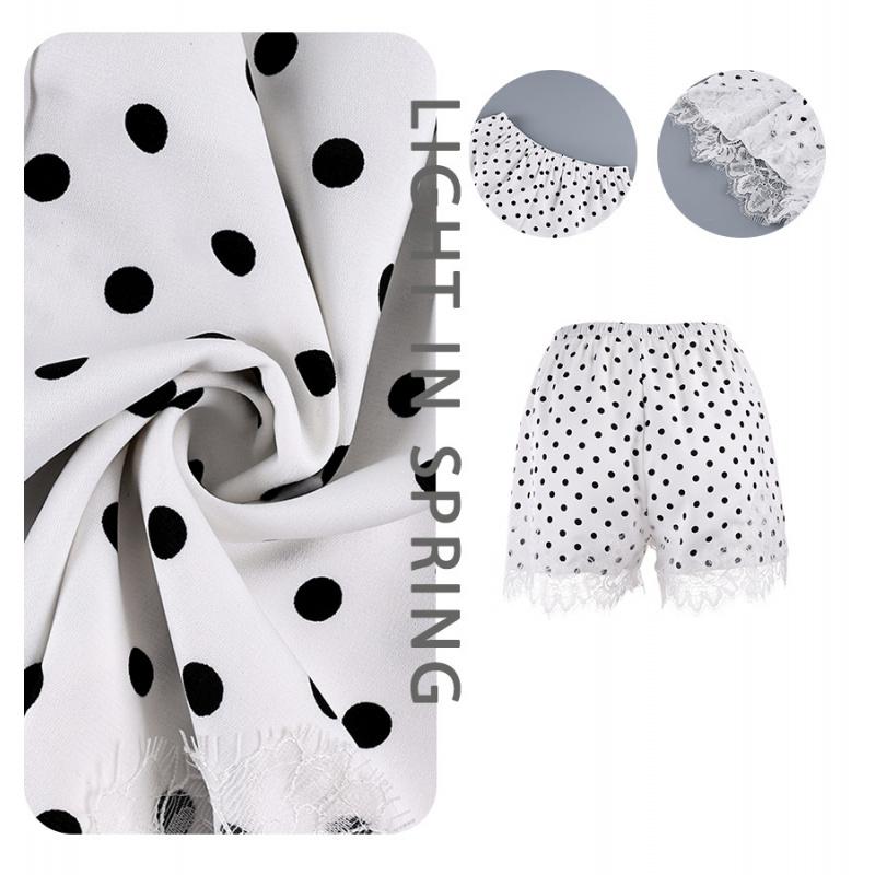 Shorts de Lunares para Mujer con Ribete de Encaje Blanco Cintura Alta Pantalones Cortos Casuales para Atuendos de Vacaciones para Niñas