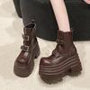 Fashion Winter Women Biker Boots Fashion Belt Buckle Ladies Elegant Platform Flats Short Booties Casual Women's Knight Booties