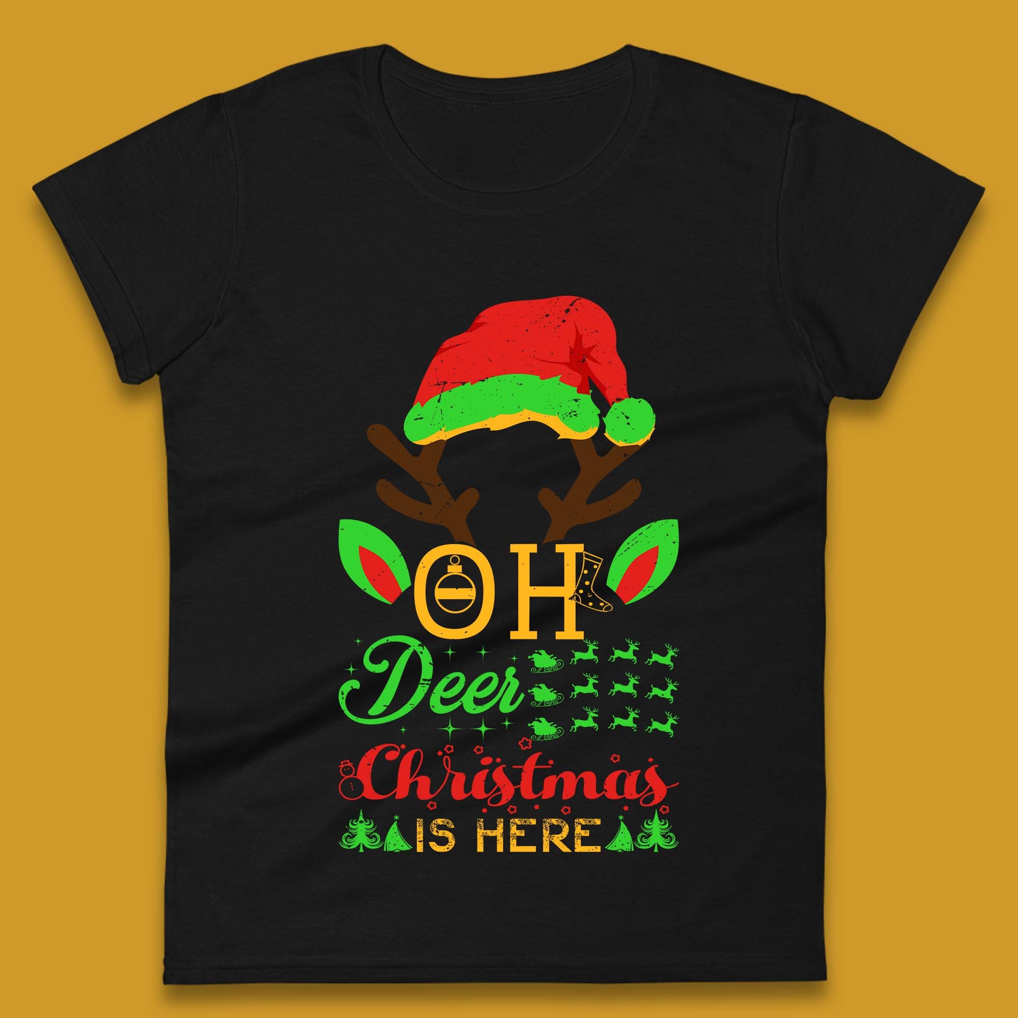 Christmas Womens T Shirt Mens Tops Tees Unisex Oh Deer Christmas Is Here Top S