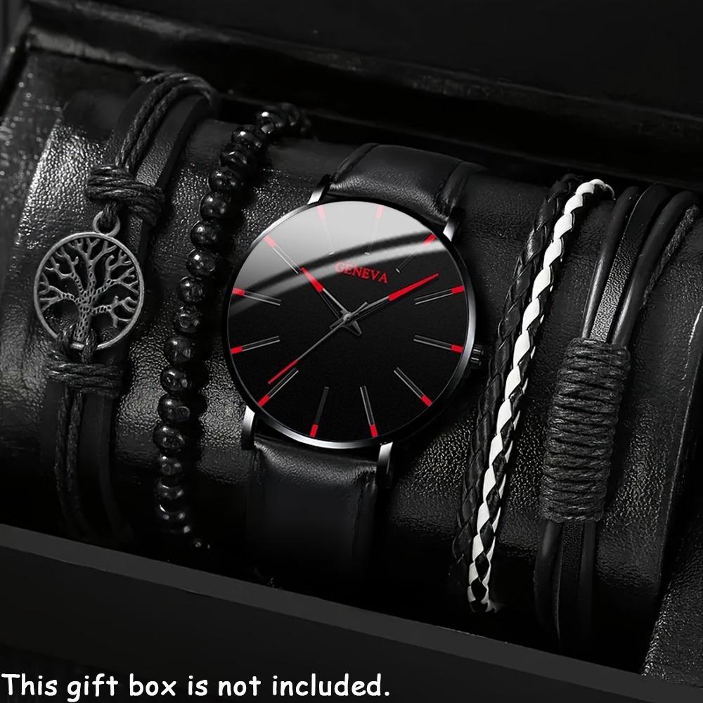 5-Piece Set Watch Necklace Bracelet Men S Watch Belt Watch Quartz Watch Fashion Men S Set