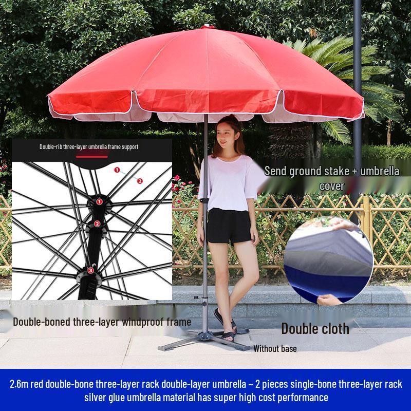 Custom Logo Double Bone Outdoor Sunshade Umbrella with Fast Shipping