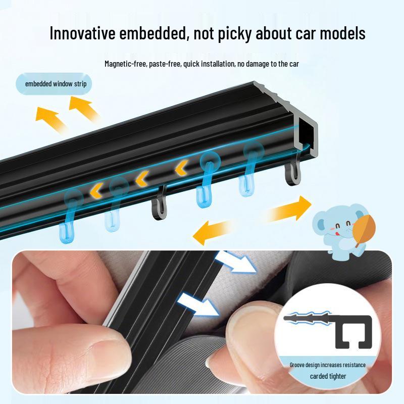 Baby Cartoon Car Sunshade Blackout Privacy Curtain for Sliding Rails