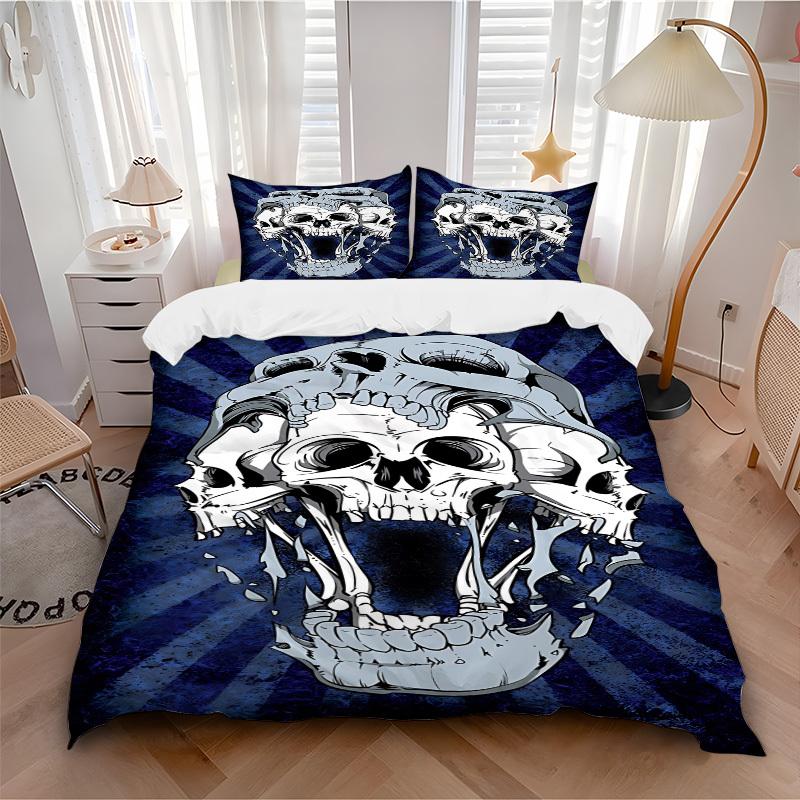 3pcs bedding set Skull Horror Includes 1 Comforter + 2 Pillowcases, Without Pillow Inserts, Soft Comfortable, Lightweight Breathable088