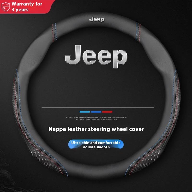 Jeep Wrangler JK Patriot Commander Gladiator Renegade Grand Cherokee Compass Wagoneer Car Anti-Slip Leather Steering Wheel Cover
