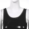Damen Hochgeschnittener Lackleder Body Nasse Optik Rückenfrei Ärmellos Leotard Catsuit