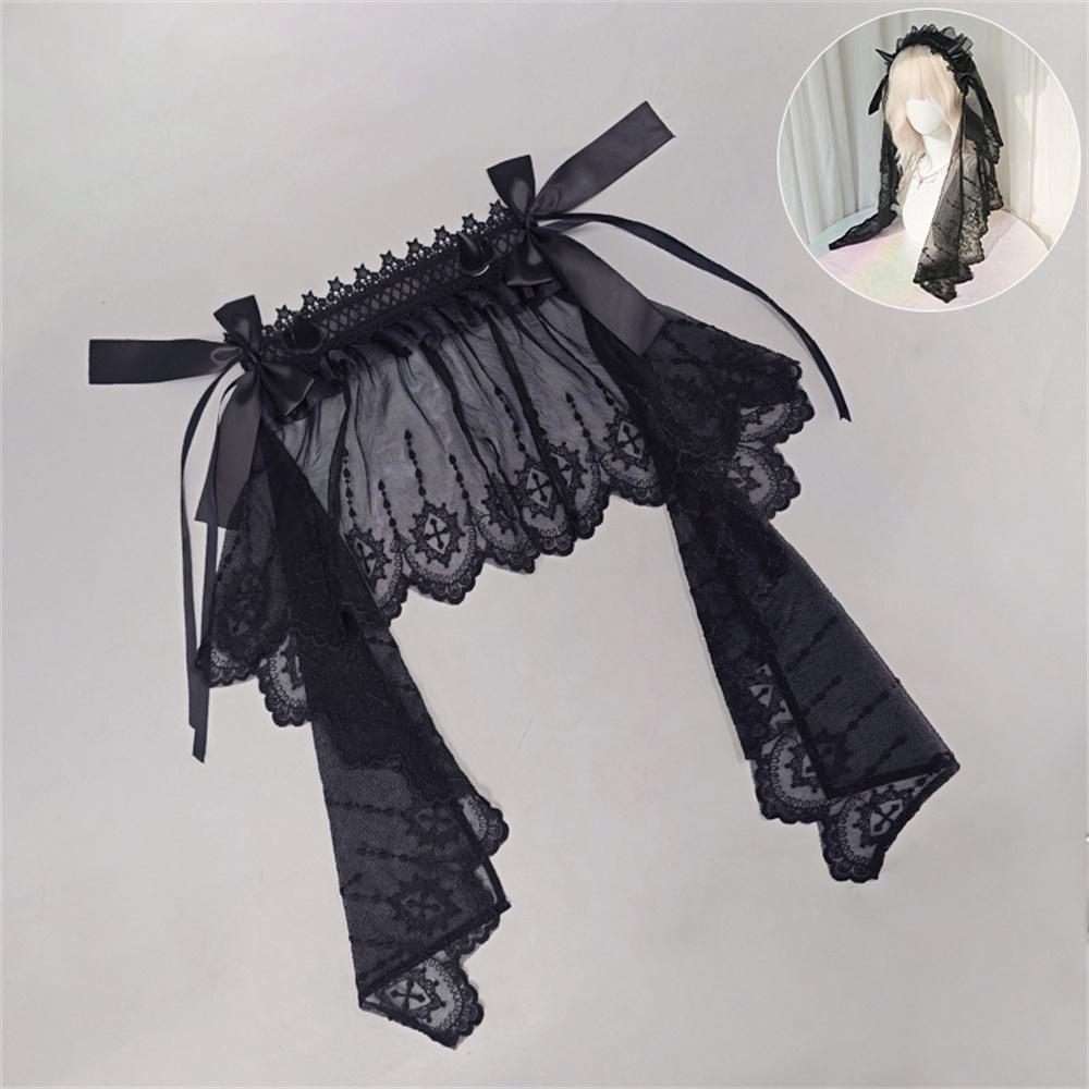 Gotisches Y2K Drachenbraut Kopfschmuck Harajuku Fantasiewesen Haarband Mit Schleier Lolita Dunkle Fee Haarschmuck Für Hochzeit as show black