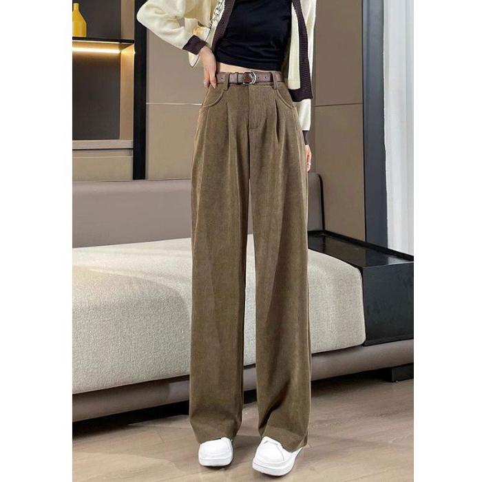 Autumn Winter Lady Snow Warm Pants Classic Fleece High Waist Trousers Women Straight Leg Plush Thermal Casual Pants