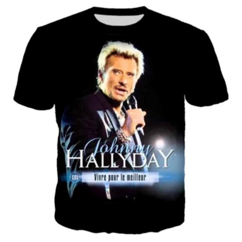Nieuw Meest Populaire Popzanger Johnny Hallyday 3D Geprint T-shirt Mannen Vrouwen Rock Casual Straatkleding Hip Hop Harajuku Tops