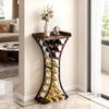 15 Bottle Wine Rack,Iron Freestanding Floor Wine Holder, Mini Bar Stand Liquor Cabinet with Wood Tabletop, For Home Bar,Kitchen,Living Room,Dining
