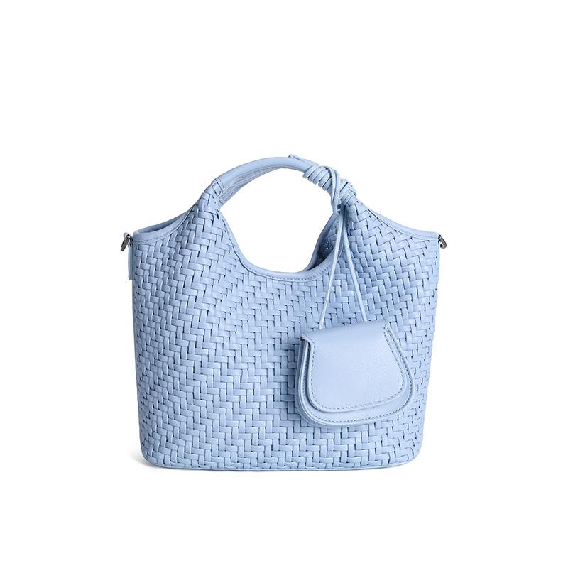 Retro fashion hand-woven bag large capacity commuting temperament portable tote bag high sense sheepskin mother bag women