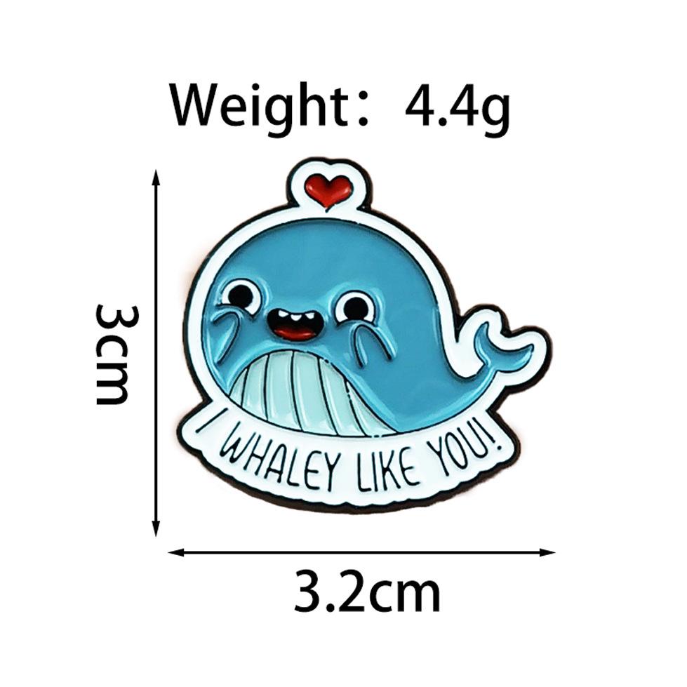 Cute Blue Whale Cartoon Brooch - Creative Badge for Clothes & Backpacks
