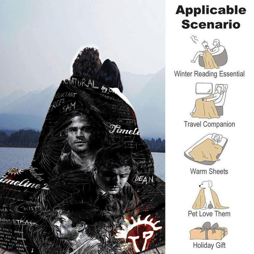 1 szt. Koc Supernatural 3 Miękki Ciepły Rzut do Domu, Biura, Podróży Całoroczny Przytulny Pościelowy Prezent, Biurowy Przytulny DodatekB