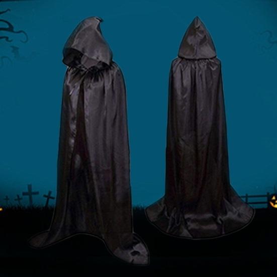 Halloween Kinderen Cosplay Mantel Tie-up Donkere Stijl Satijnen Capuchon Losse Vloer Lengte Pure Kleur Unisex Podium Show Prestatie Heksen Cape